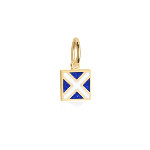 Letter Nautical Flag Mini Charm For Charm Bracelets and Necklaces-Gold Vermeil