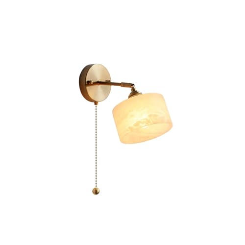 Aplique de pared LED de mármol chino y cobre de lujo para dormitorio de diseño moderno