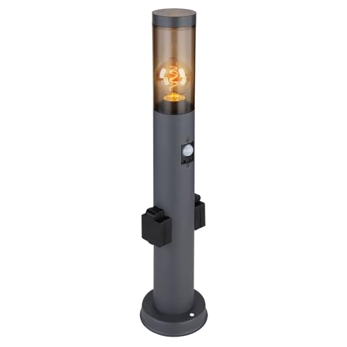Wegeleuchte BOSTON mit Bewegungsmelder & Steckdosen in Anthrazit & Rauch, H 60cm
