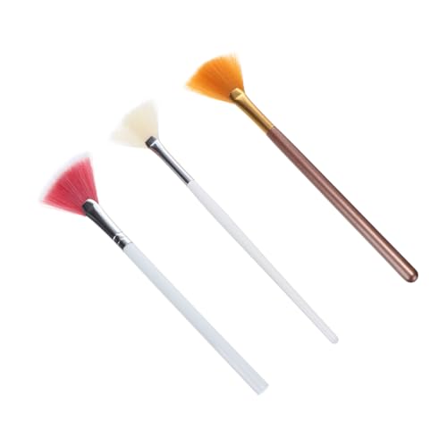 Angoily 4sets Cosmetic Brush Set for Women Fan-shaped Makeup Tools Blush Face Powder Highlighter Smooth Surface Safe Material 3pcs*4