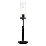 Frieda 26.68' Tall Table Lamp with Glass Shade in Blackened Bronze/Seeded