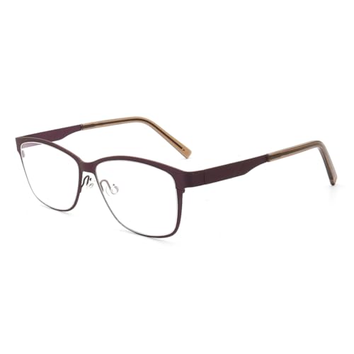 Montura de gafas de metal ligera y resistente en color café C4 unisex