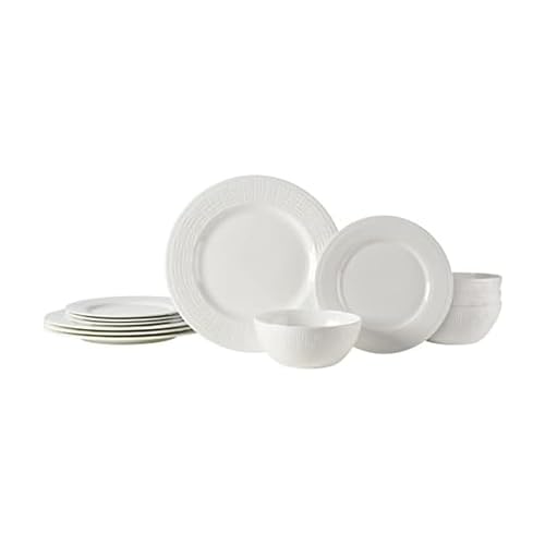 Mikasa Ashlyn Vegan Bone China Chip Resistant 12 Piece Dinnerware Set, Service for 4