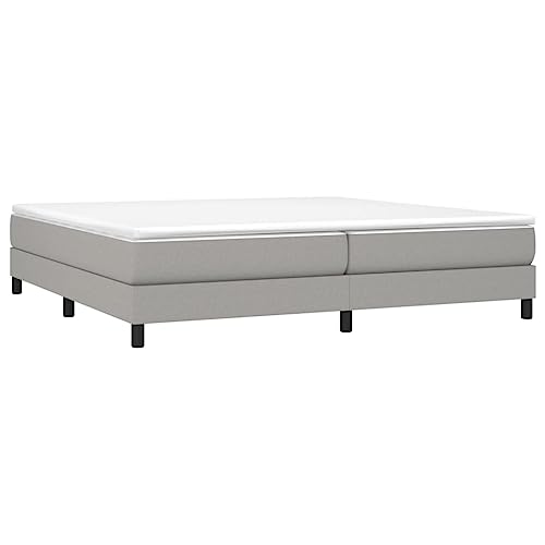 vidaXL Estructura de Cama con Somier, Somier de Matrimonio de Listones, Base de Cama Tapizada, Mueble para Dormitorio Hogar, Tela Gris Claro 200x200 cm