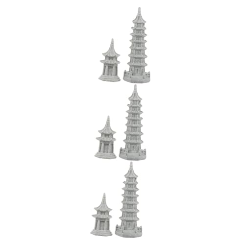 Pagode statue pavillon lot de 8 pièces miniatures zen pour décor de jardin japonais et bonsaï