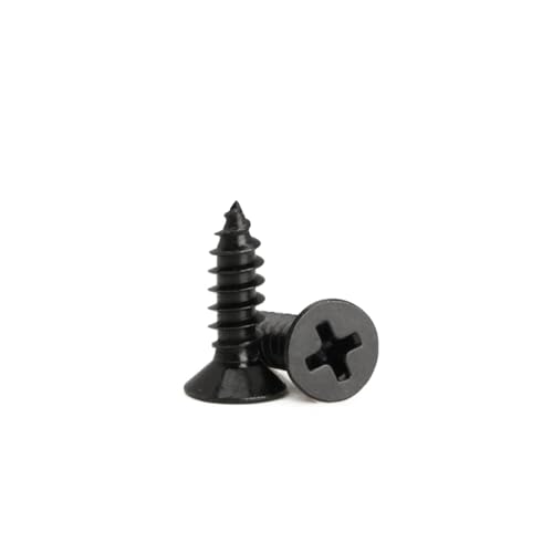 Image of KELUBATU M3 Carbon Steel Phillips Self Tapping Screws, Countersunk Head Small Wood Black Screws for Furniture, Woodworking-M3 x 10 mm 100 Pcs