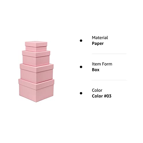 Square Gift Boxes With Lids Set Of 4 Pink Gift Box Assorted Sizes Nesting Gift Boxes For Presents Birthday Bridesmaid Wedding Valentines Christmas Party Favor Boxes #TOP7