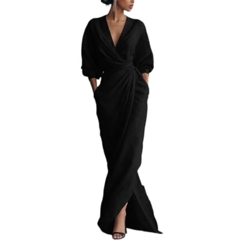 Robe chemise à col en V fluide pour vos sorties et journées de travail