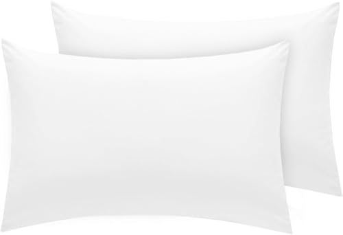 Image of DTEX HOMES Pillow Cases 2 pack 800 Thread Count 100% Egyptian Cotton Hotel Quality Soft Sateen white pillowcases 2 pack -2 x Housewife Pillow Cases (50 x 75cm)