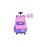 Mochila Infantil com Rodinhas Escolar, Estampa Borboleta, Rosa, Poliéster, 28x12x33cm, 8 Litros, 3 Bolsos