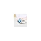 LRESJJIUJ Cubic Zirconia Imitation Diamond Moissanite Rings for Women Vintage 925 Sterling Silver Women's Ring Shiny Sea Blue Topaz Engagement Wedding Anniversary Cocktail Rings for Women 8