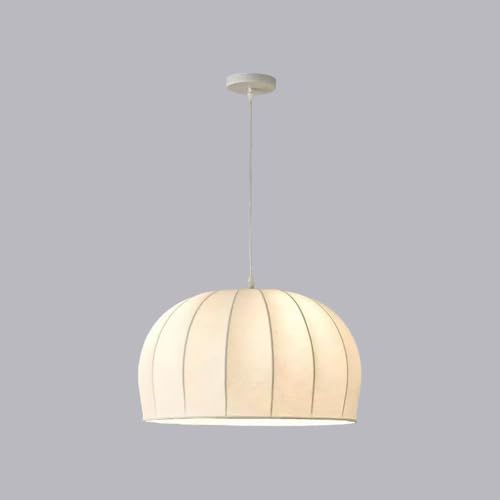 Jadssox Lustre Moderne En Forme De Dôme De 50 Cm (19,6 Pouces) Avec Abat-jour En Tissu Blanc, Suspension Ronde Blanche For Salle À Manger, Chambre, Cuisine,...