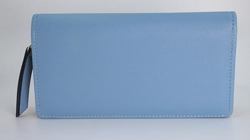 Women's long wallet, hollowed-out gold leaf pattern, double-folding zipper double-layer bag, 12 card slots, large-capacity zipper seal, 3.74 × 7.48 inches, blue2