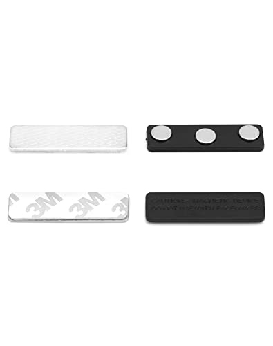 QWORK® 12 Stück Namensschilder Magnet, Selbstklebend Magnetisch Namensschild Halter mit 3-Punkt Magnet für Ausweishüllen Beschriften (45 * 13mm, Schwarz)