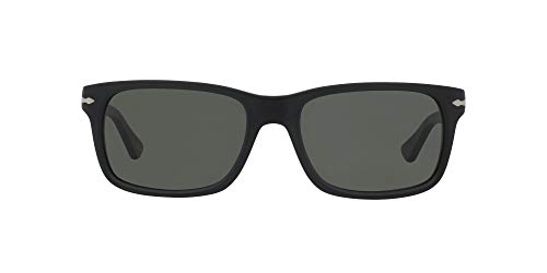 Persol PO3048S Rectangular Sunglasses, Black Green Polarized, 58 mm