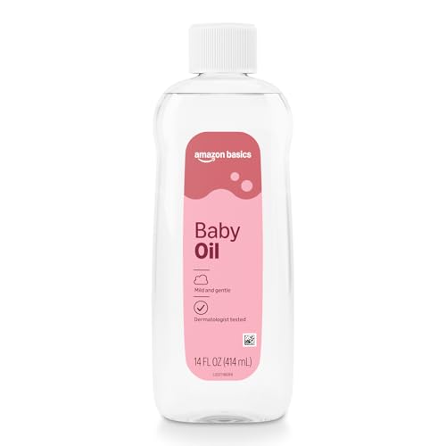 Image of Amazon Basics Baby Oil, Mild & Gentle, Dermatologist Tested, Lightly Scented, 14 Fluid Ounces, Packaging May Vary