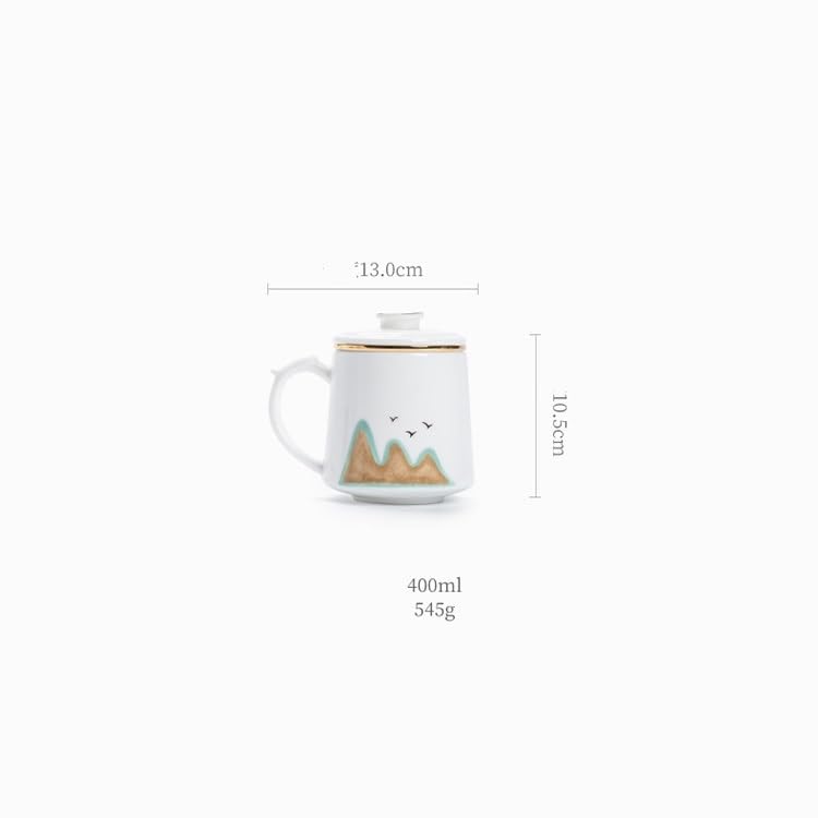 Tasse à thé Tasse à eau en porcelaine de jade avec doublure filtrante, tasse de bureau avec couvercle Récipient de trempage