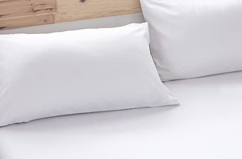 枕カバー 2枚セット 43x63cm ピローケース 封筒式 合わせ式 綿混 無地 防ダニ 防シワ 毛玉なし ホワイト
