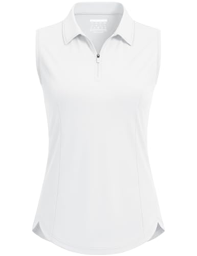 Image of MAGCOMSEN Womens Golf Shirts Sleeveless 1 /4 Zip Collared Polo Shirt UPF 50+ Quick Dry Workout Tank Tops Tennis