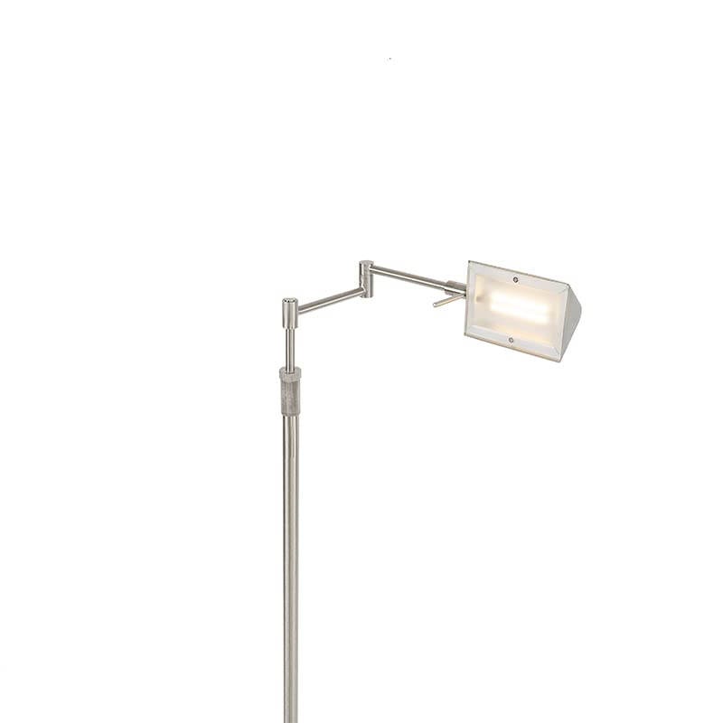 Qazqa led Design Stehleuchte, Stehlampe - Notia - Silber Farbe, inkl. 12W integrierter LED, 2700K, warmweiß, dimmbar, 146cm, Ideal als Küche lampe, Schlafzimmerlampe und Wohnzimmerlampe