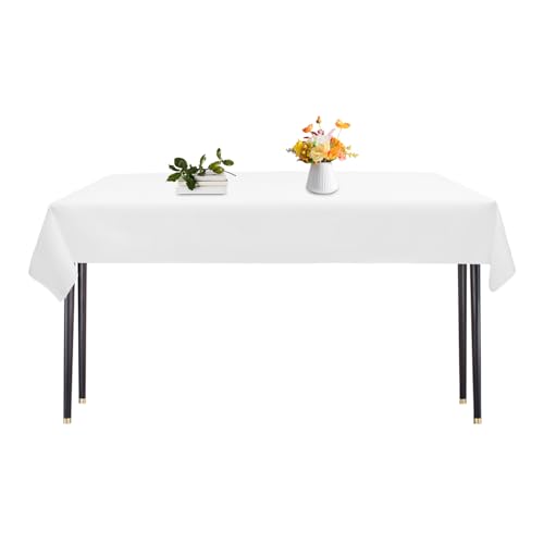 10 manteles rectangulares para mesa, lavables y resistentes a las manchas, duraderos, para banquetes, fiestas, bodas, 260 x 153 cm, color blanco