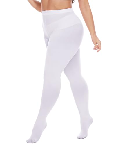 Image of Citystl 2 Pack Plus Size Tights for Women, 80D Opaque Control Top Pantyhose