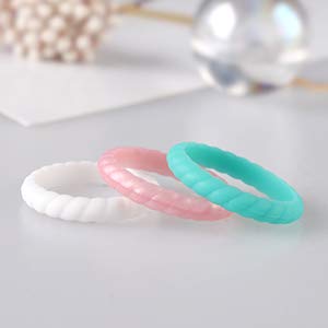 Image of Egnaro Women's Silicone Anniversary Rings, 2.5mm Wide 1.8mm Thick Stackable Rubber Wedding Band, Thin Stylish Comfort Fit Silicone Ring for Nurse, Workout, Work, Pregnancy, Travel, Daily Gift