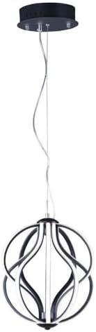 ET2 E21172-BK Aura Modern Acrylic Offset Waves Round LED Pendant Ceiling Lighting, 10-Light 32.5 Watts, 14" H x 12" W, Black