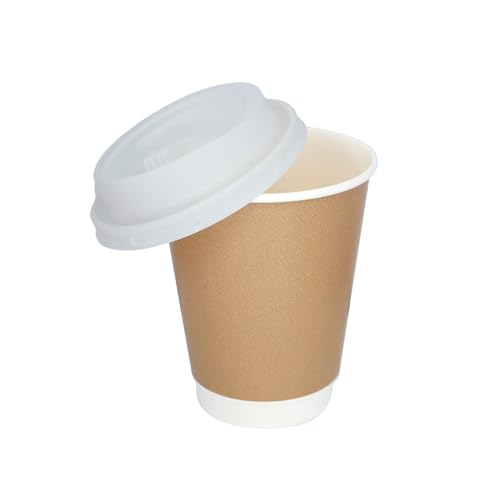 サンナップ 紙コップ&蓋セット エアウォールカップ クラフトカラー 260ml 100組 蓋白 二重構造の空気の層で熱を遮断 手に持っても熱くなりにくい 耐熱 断熱 耐冷 日本製 C2625EWKC CRU2650E