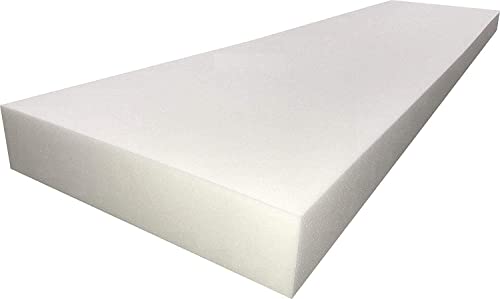 Becky Cameron High Density white Firm Upholstery Foam Sheet For Cushions, Sofa, Beds, Seats, Campervans, Indoor/Outdoor Padding, DIY (1'' (~2.5 cm) Thick, 60'' x 20'' (150cm x 50cm)) (M no 92347)