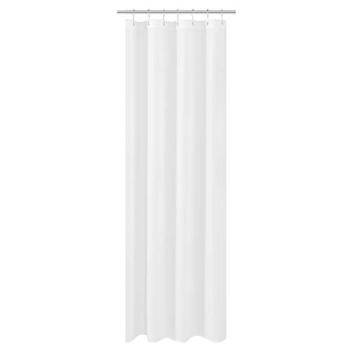 N&Y HOME Rideau de Douche en Tissu Extra Long 91,4 x 213,4 cm, qualité hôtelière, Lavable, Hydrofuge, Blanc avec œillets, 91,4 x 213,4 cm