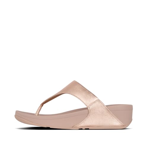 Image of FitFlop Women's Lulu Leather Toepost Sandal, Rose Gold - 4 M US