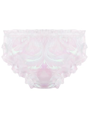TiaoBug Men's Organza Sheer Frilly Underwear Sissy Glitter Briefs Crossdress Transgender Panties2