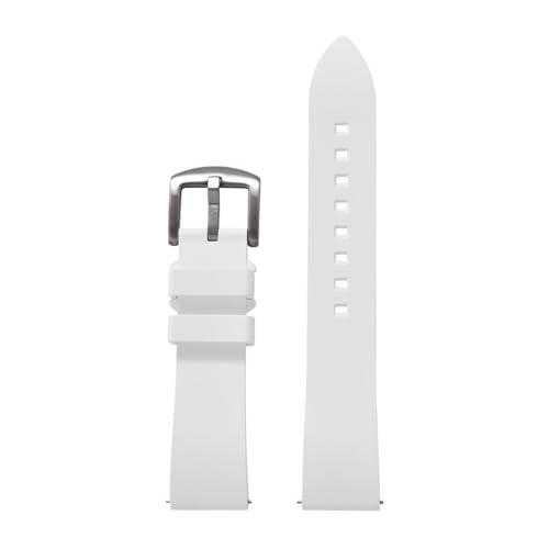 �N���V�b�NFKM�E�H�b�`�o���h 18mm 19mm 20mm 21mm 22mm 23mm 24mm ���o�[�X�g���b�v �N�C�b�N�����[�X �]���̃_�C�r���O�E�H�b�`�ɑΉ�(White Silver,22mm)