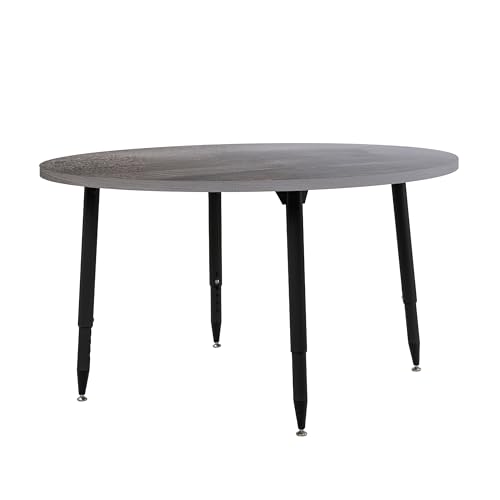 Image of Adapte Commercial Classroom Activity Table - 48 inch Round Woodgrain, ADA Compliant Tapered Legs with Glides & Casters, Adjustable Height 22-34 inch Wheelchair Accessible, School & Office Furniture