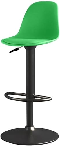 MiluFox カウンターチェア 回転椅子 ハイチェア 昇降椅子 背もたれ付き バースツール ダイニング椅 高さ調節可能 360度回転 足置き PUレザー (グリーン,黒いシャーシ【座面高さ60-80cm】)