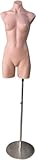 Maniquí Ajustable Color Carne con Soporte, Torso Femenino Realista para Venta Online Y Exhibición En Tiendas, Línea Corporal Comercialización De Moda.
