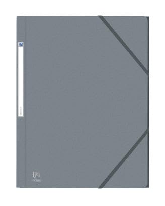 Lot de 50 Chemise 3 rabats à élastique Eurofolio+ A4, en carte grainée coloris gris