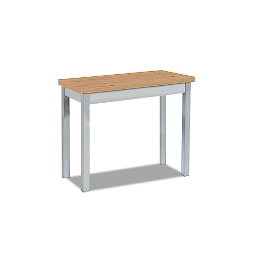 ASTIMESA   Mesa de Cocina Tipo Libro con Tapa de Madera Laminada en Color Amazona   Estructura Madera Laminada Aluminio   Ideal para Espacios Pequeños   Mesa Extensible de 80 x 40 cm a 80 x 80 cm