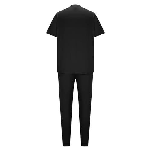 Men's Sport 2 Piece Outfits Summer Tracksuits Set Casual Short Sleeve Stretch Shirt and Elastic Waist Jogger Sweatsuit4