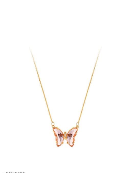 Vembley Lovely Gold Plated Pink Crystal Butterfly Pendant Necklace For women and Girls (B09S6JHMZR) Amazon Price History, Amazon Price Tracker