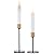 Nuptio Candlestick Holders Taper Candle Holders, 2 Pcs Candle Stick Holders Set, Gold & Black Brass Candlestick Holders Set Table Decorative Modern Candle Holders for Tapered Candles (S + L)
