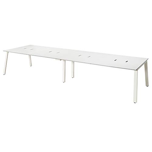 プラス Garage オフィスデスク MRフリースタイルデスク スタンダード 幅480cm 奥行120cm 配線収納付 天板ホワイト 脚ホワイト 604789