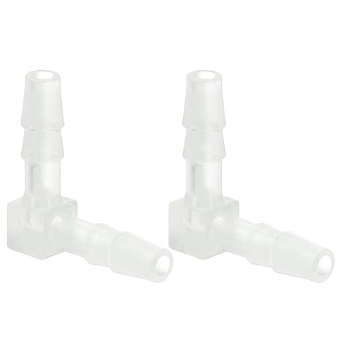 PATIKIL 5pcs Codo de 90 Grados Espiga para Manguera, L Conectores de Bomba de Aire de 2 Vías de Plástico Accesorios de Empalme Igual Adaptador de Púas para Acuario Gas Líquido, 4mm