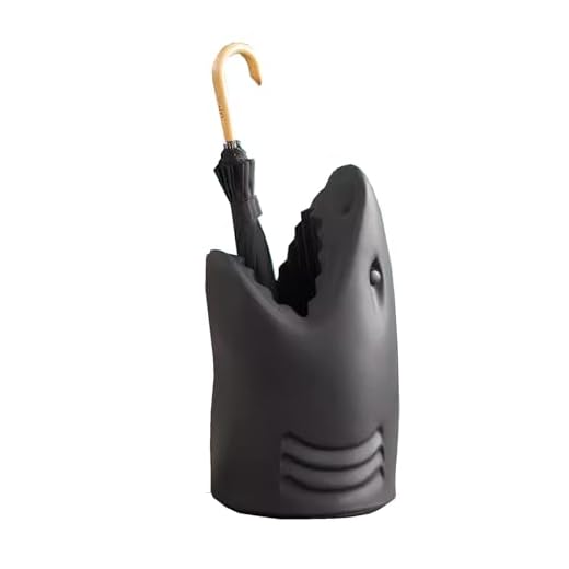 MMOU Portaombrelli Supporto per Bastone da Passeggio Design Moderno E Semplice personalità Unica A Forma di Squalo Decorazione Creativa Secchio per Ombrelli (Color : Black)