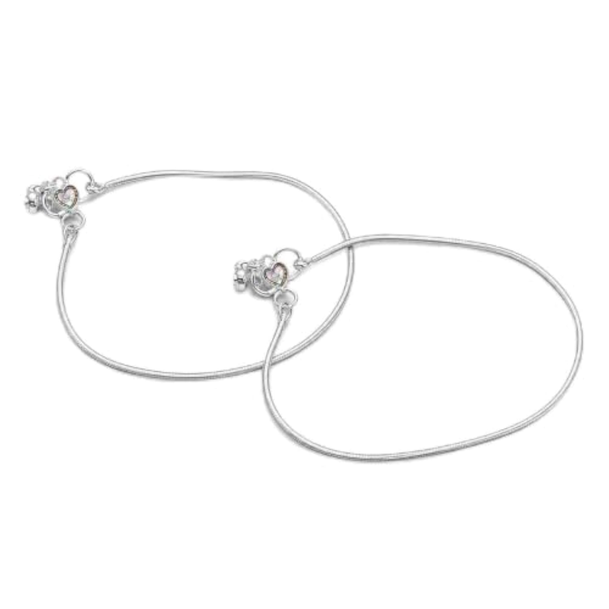 Women's Delicate Heart Pendant Charm 925 Silver Anklet