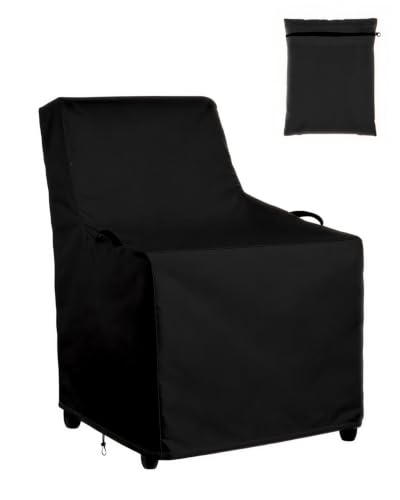 Garden Chair Covers 420D Oxford Heavy Duty Garden Furniture Covers with Handles Waterproof Anti-UV Windproof Garden Chair Cover for Armchair Recliner & Stacking Chairs 76x80x110cm (Black)