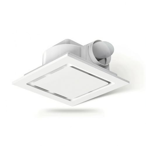 Image of KiBcsLic Exhaust Fan Vent Fan Overhead Ventilation Fan Washroom Exhaust Fan With Quiet Sound PP Material 220V 50Hz Suitable for, 10 Inch, Square White Panel, Panel Size 30x30cm, Opening 25x25cm