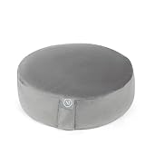 Meditation Cushion Floor Pillow β Supportive Round Cushion for Meditation, Yoga, Pilates, and Relaxation β Filled with Buckwheat Hulls - Removable Faux Suede Cover - Great Gift Idea, Gray