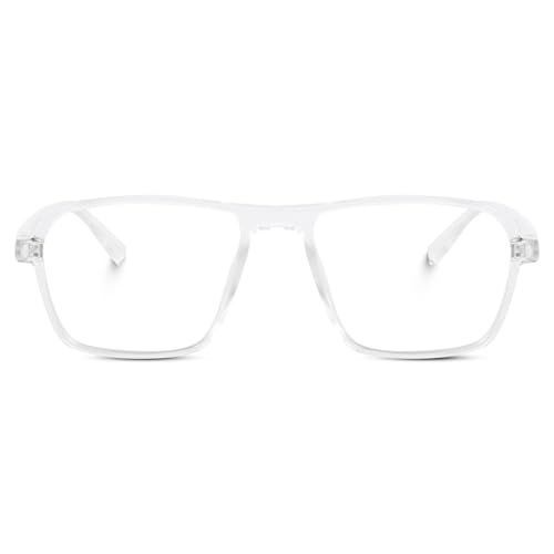 Image of Peter Jones Clear Transparent Square Unisex Medium Sleek Optical Frame with Anti Glare Lenses (AG216T)